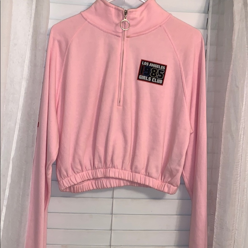 Pink cropped half-zip